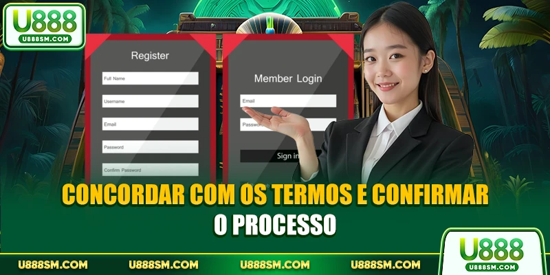 Concordar com os termos e confirmar o processo
