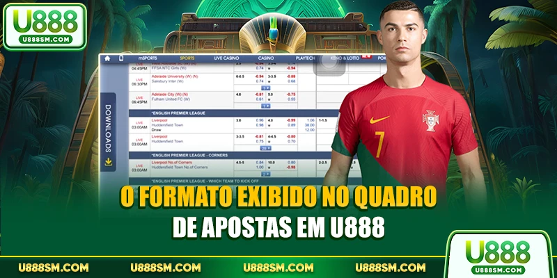 O formato exibido no quadro de apostas em U888